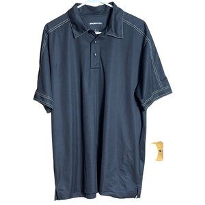 Sport-Tek Black Shirt Henley Sport Wick Polo Short Sleeve Casual Mens Size L